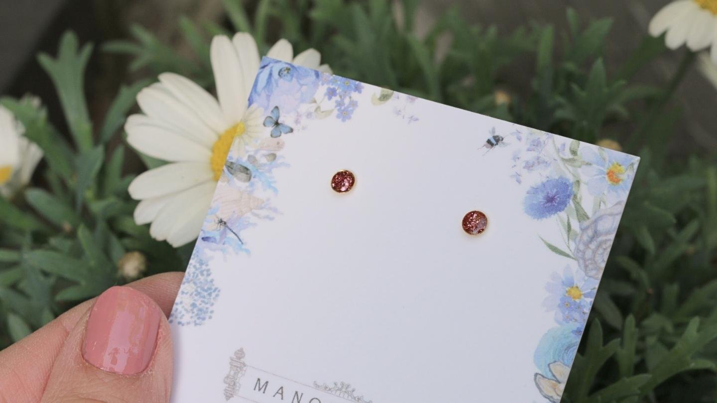 Mini Pink Sparkle Stud Earrings