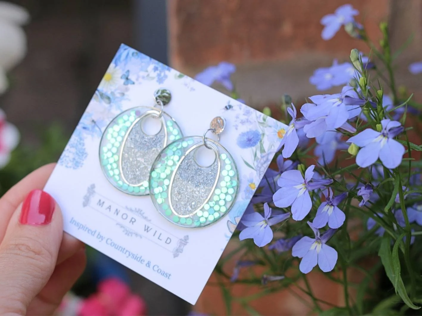 Sea Shimmer Large Statement Earrings