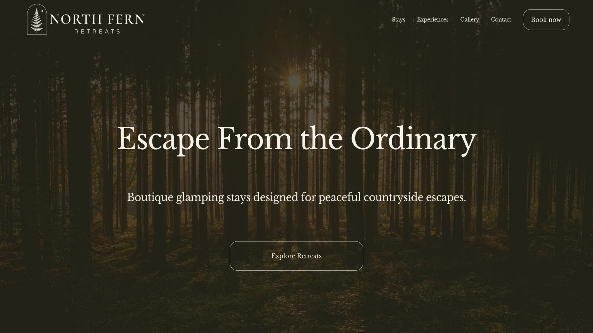 North Fern retreats homepage design by Roamwild Studio