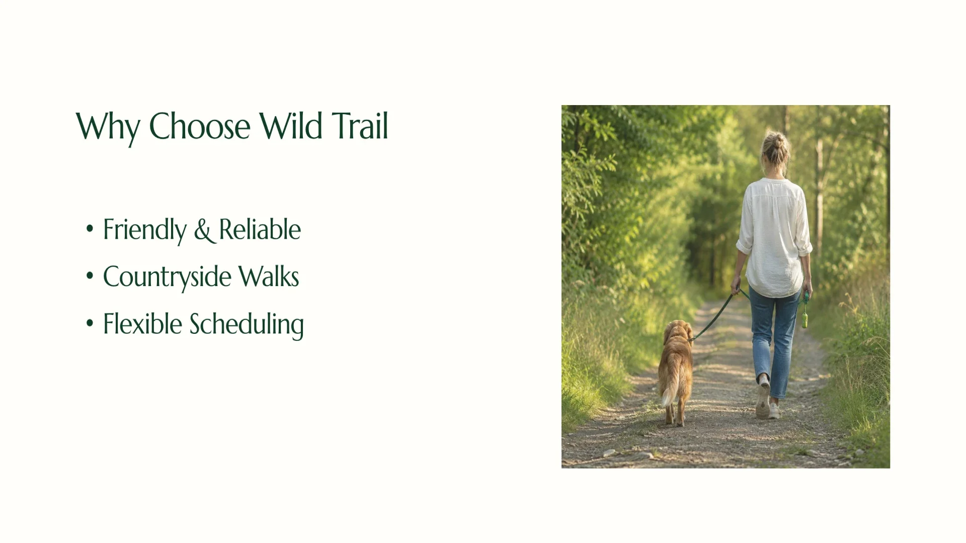 Wild Trail dog walking why choose us website design by Roamwild Studio