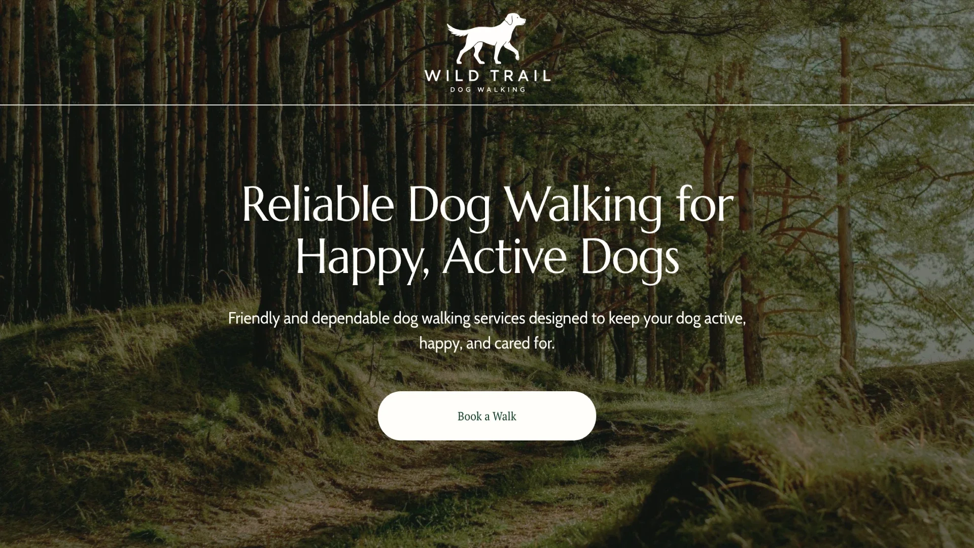 Happy Trail dog walking homepage website design by Roamwild Studio