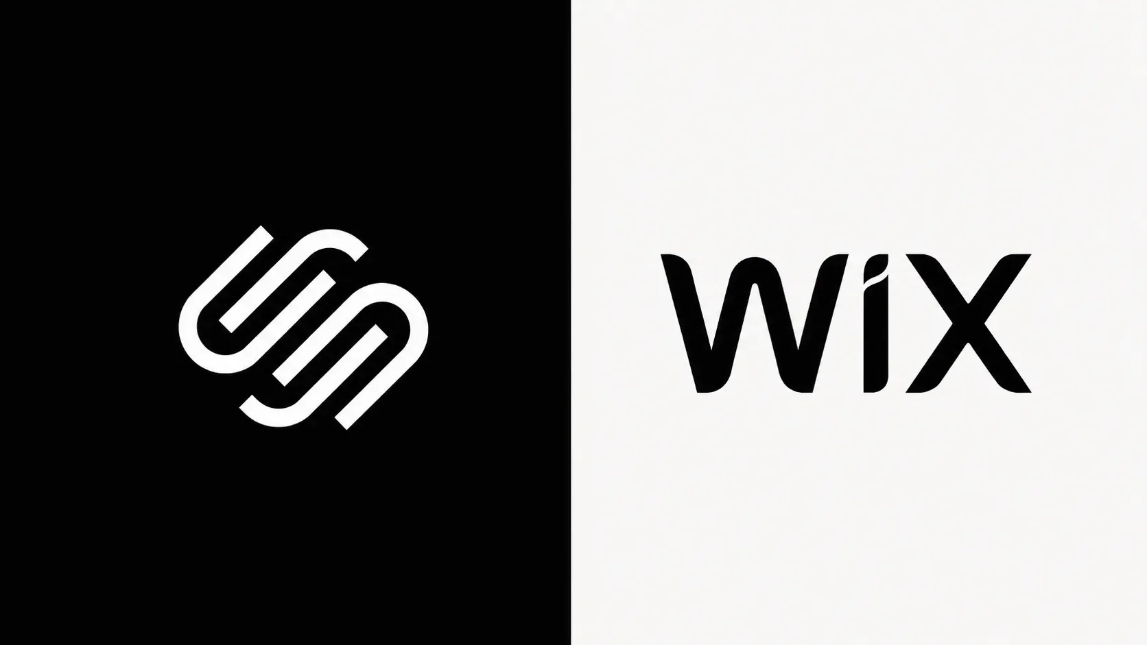 Squarespace and Wix logos side by side for a small business website builder comparison.