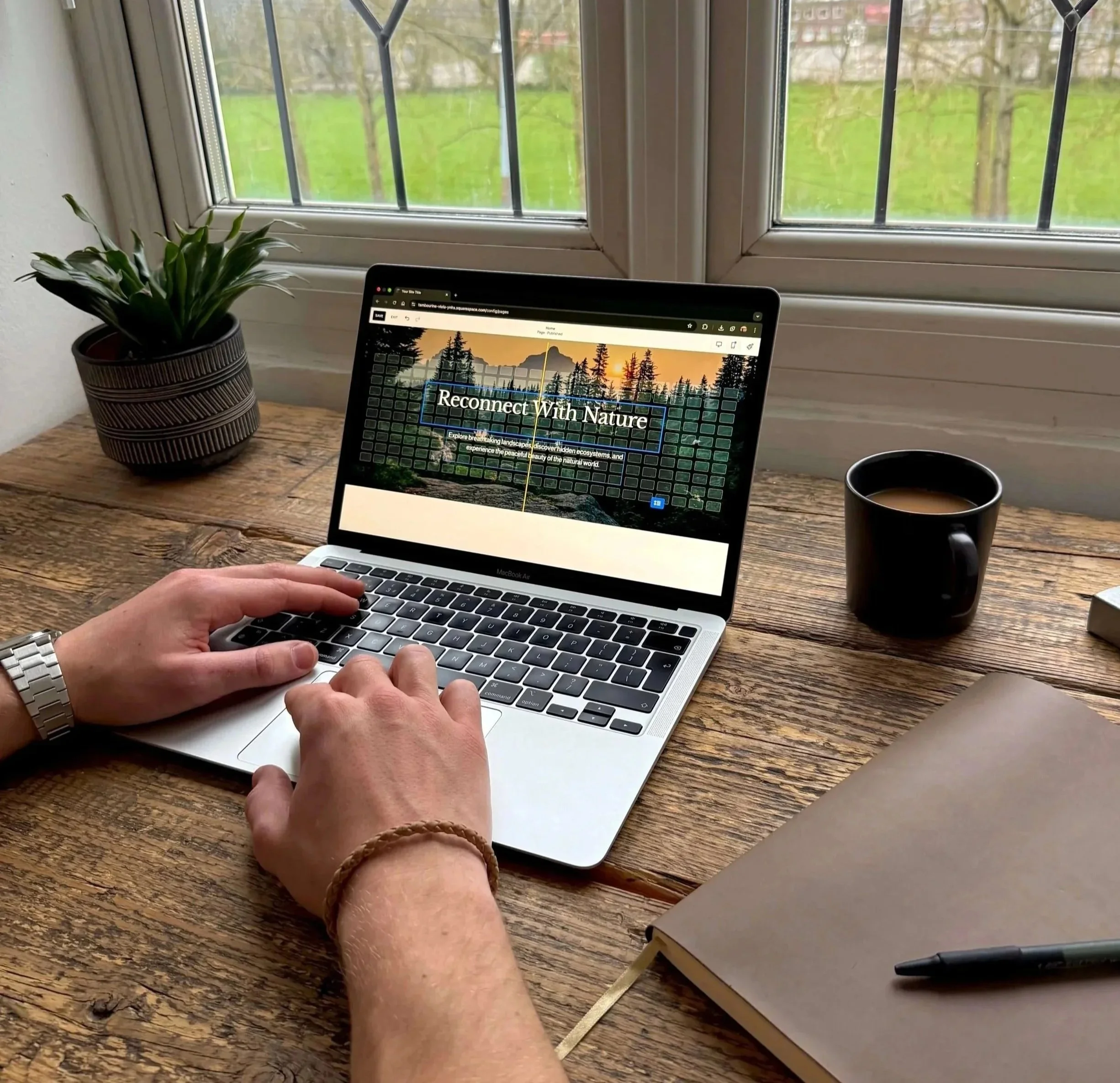 Website design work on a laptop for a nature-based business by Roamwild Studio