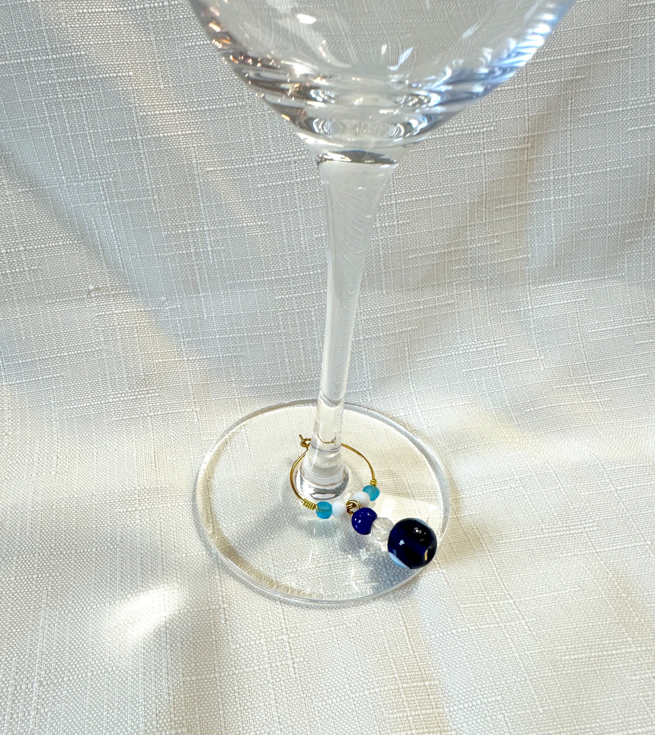 Deep Blue Lake Gather Glass Charm I