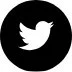 Black circle with white Twitter bird logo in the center