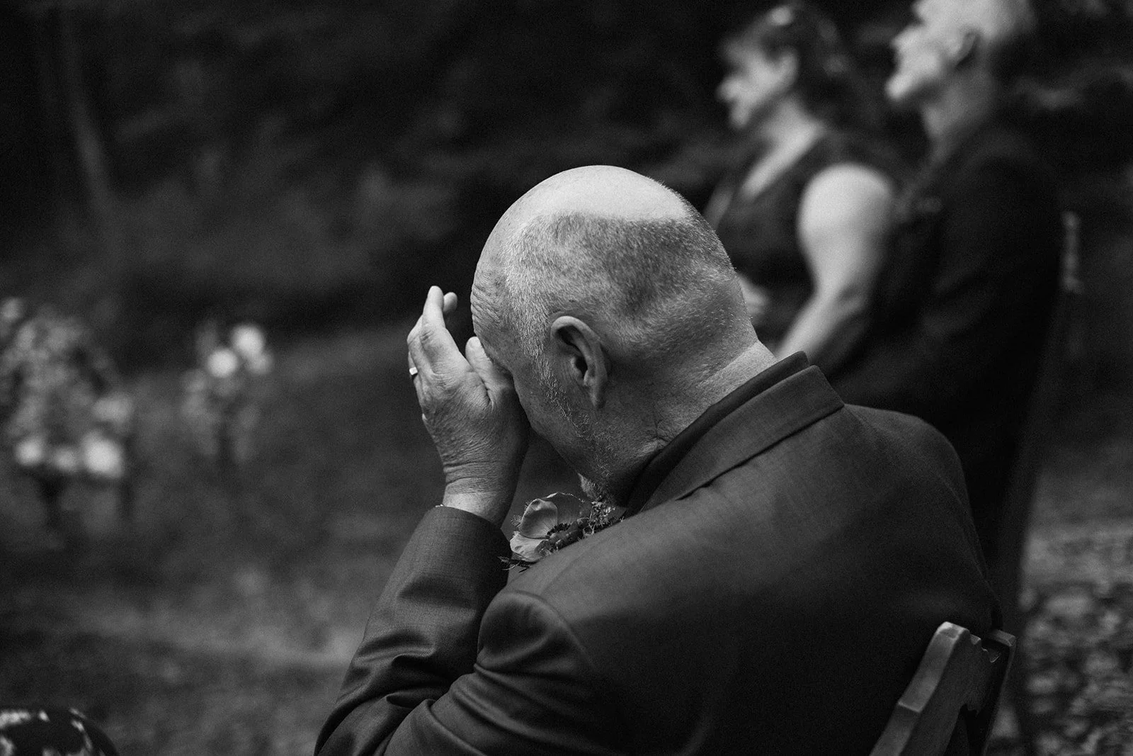 dad crying during wedding ceremony polaroid
