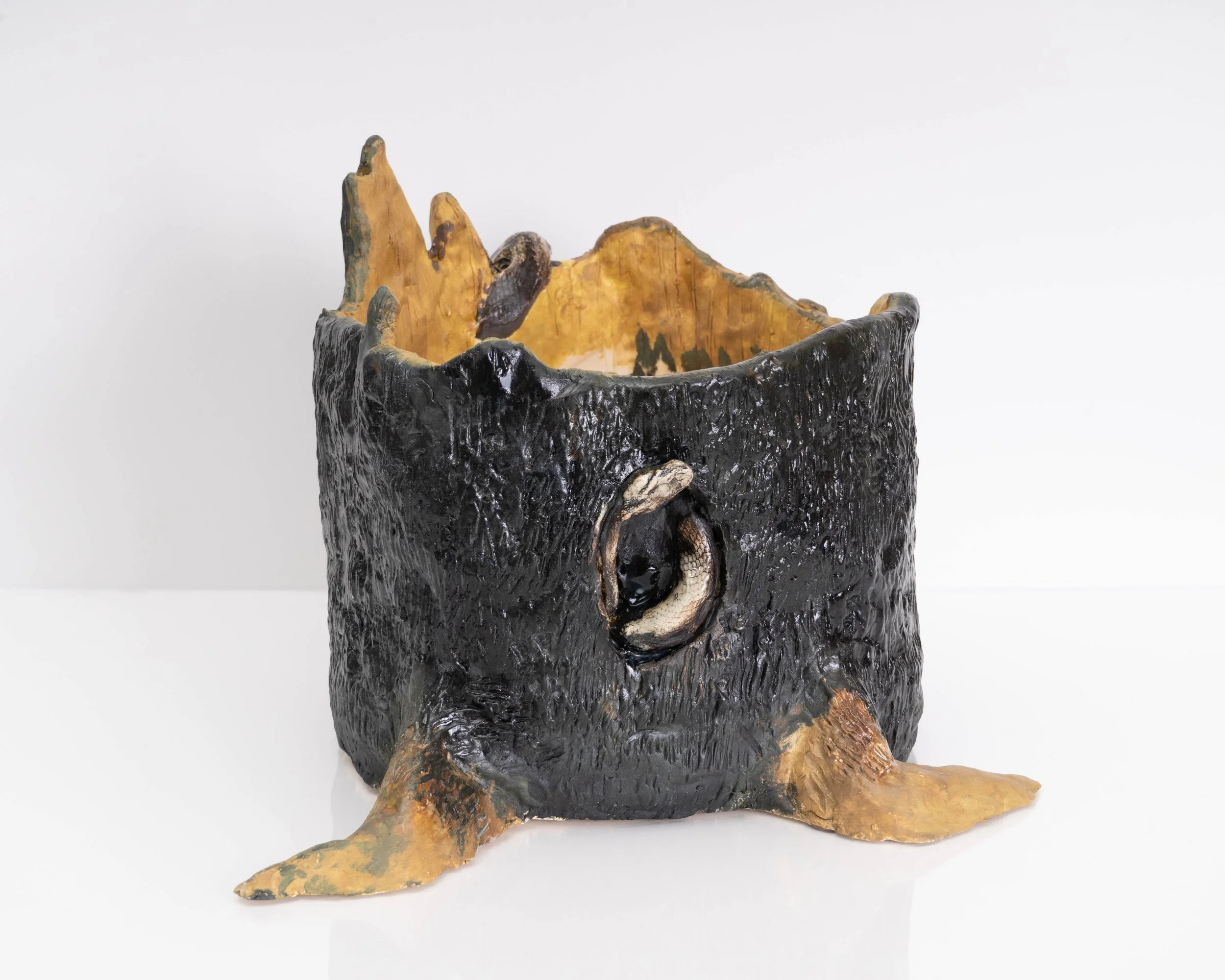 Tree Planter with Snake
Coil Built/Press Mold
6"x7"x8"
Cone 6 Electric 