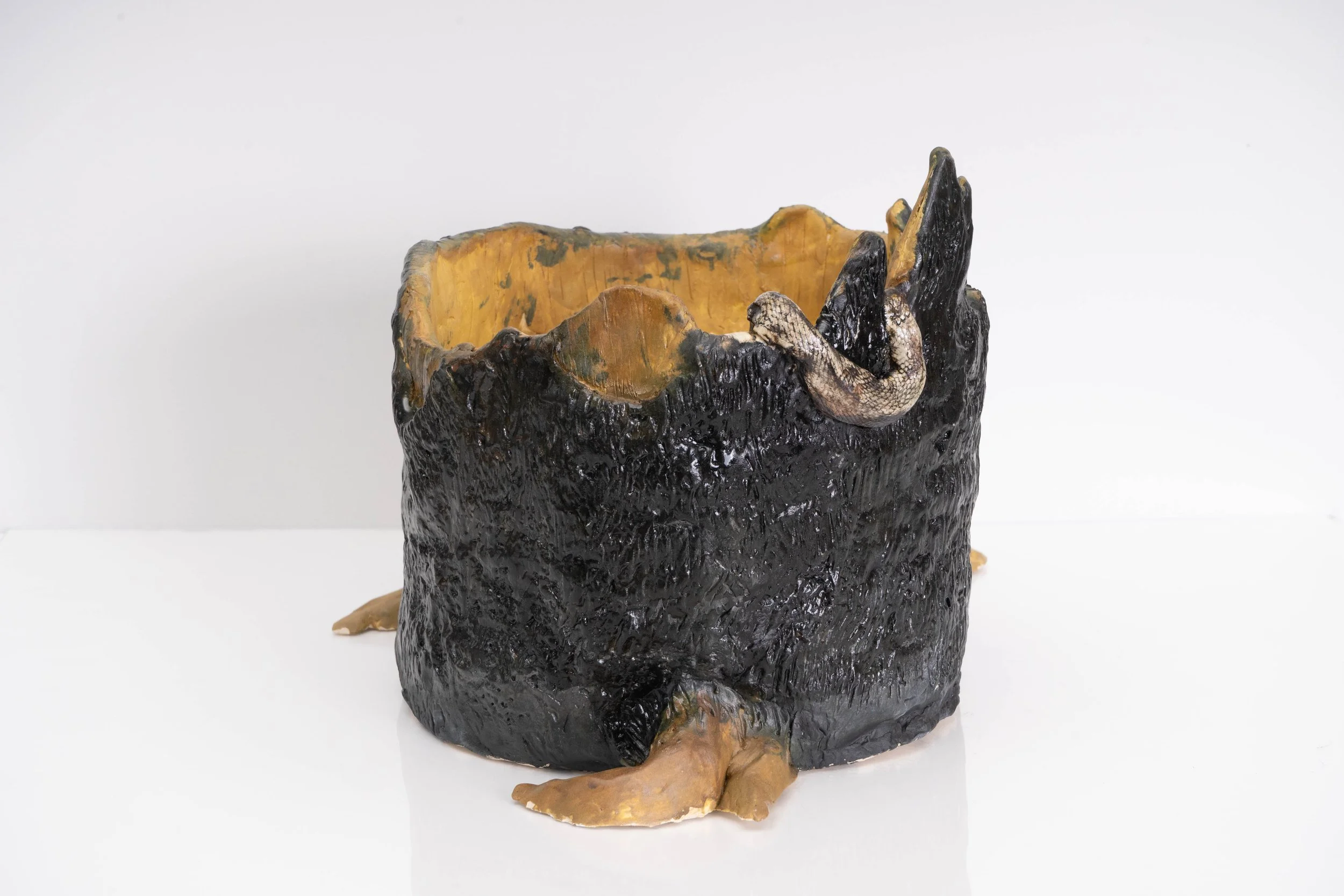 Tree Planter with Snake
Coil Built/Press Mold
6"x7"x8"
Cone 6 Electric 