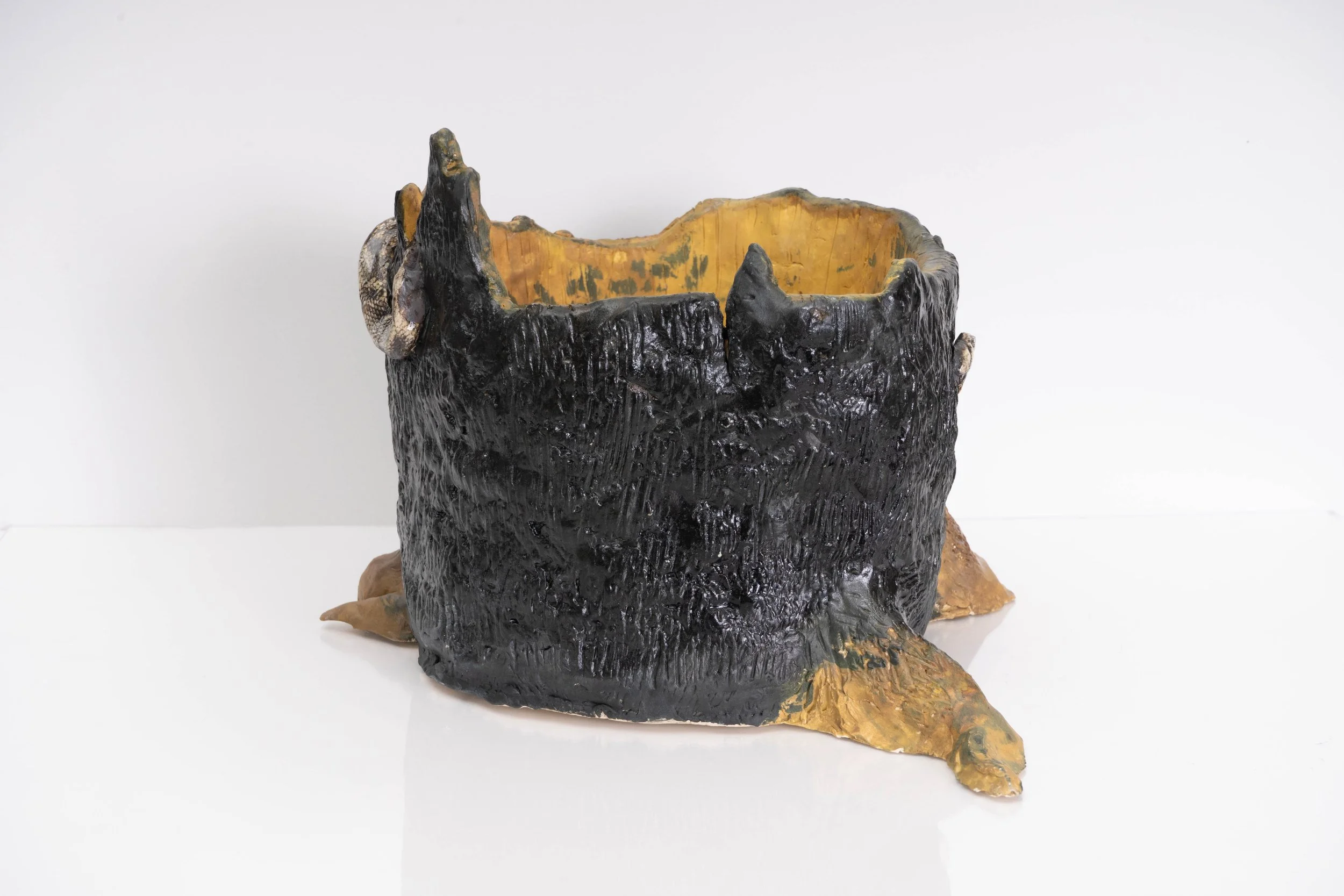 Tree Planter with Snake
Coil Built/Press Mold
6"x7"x8"
Cone 6 Electric 