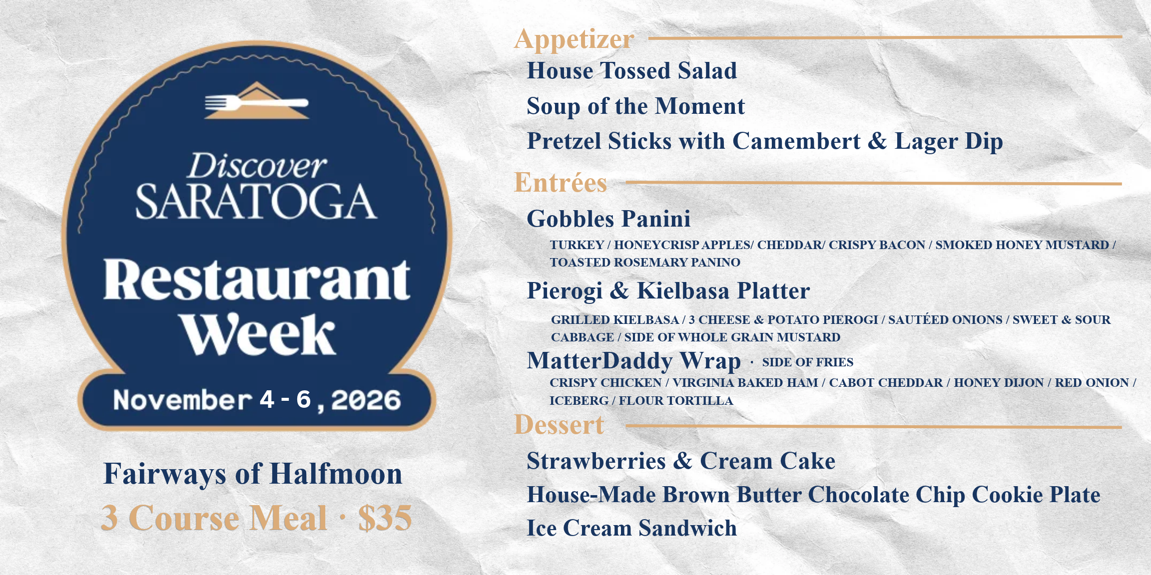 Saratoga county restaurant week