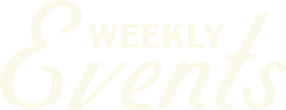 Weekly Events logo in black and white with stylized text.