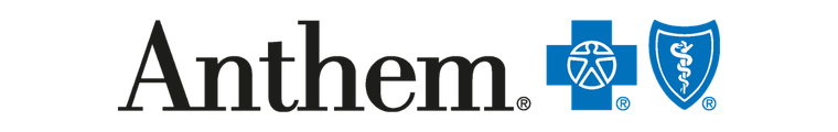 Anthem logo featuring black text and a blue medical cross with a shield