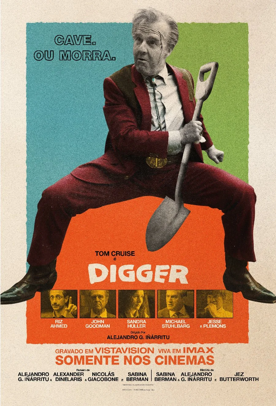 Cartaz do filme Digger com Tom Cruise em primeiro plano segurando uma pá.