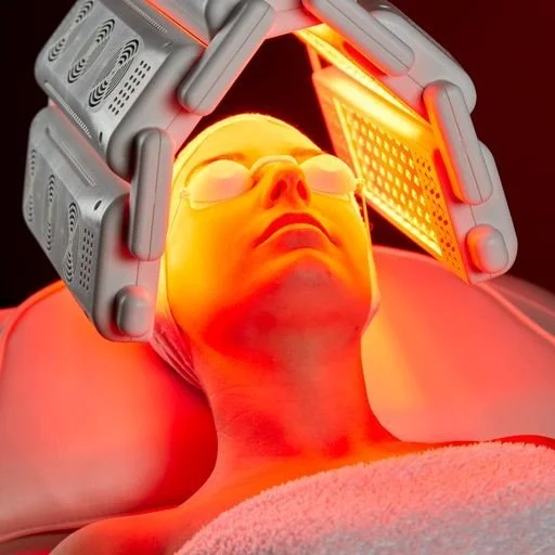Express LED facial treatment with medical-grade light therapy mask, designed to calm inflammation, boost collagen production, and energize skin for a refreshed, balanced, and radiant complexion.