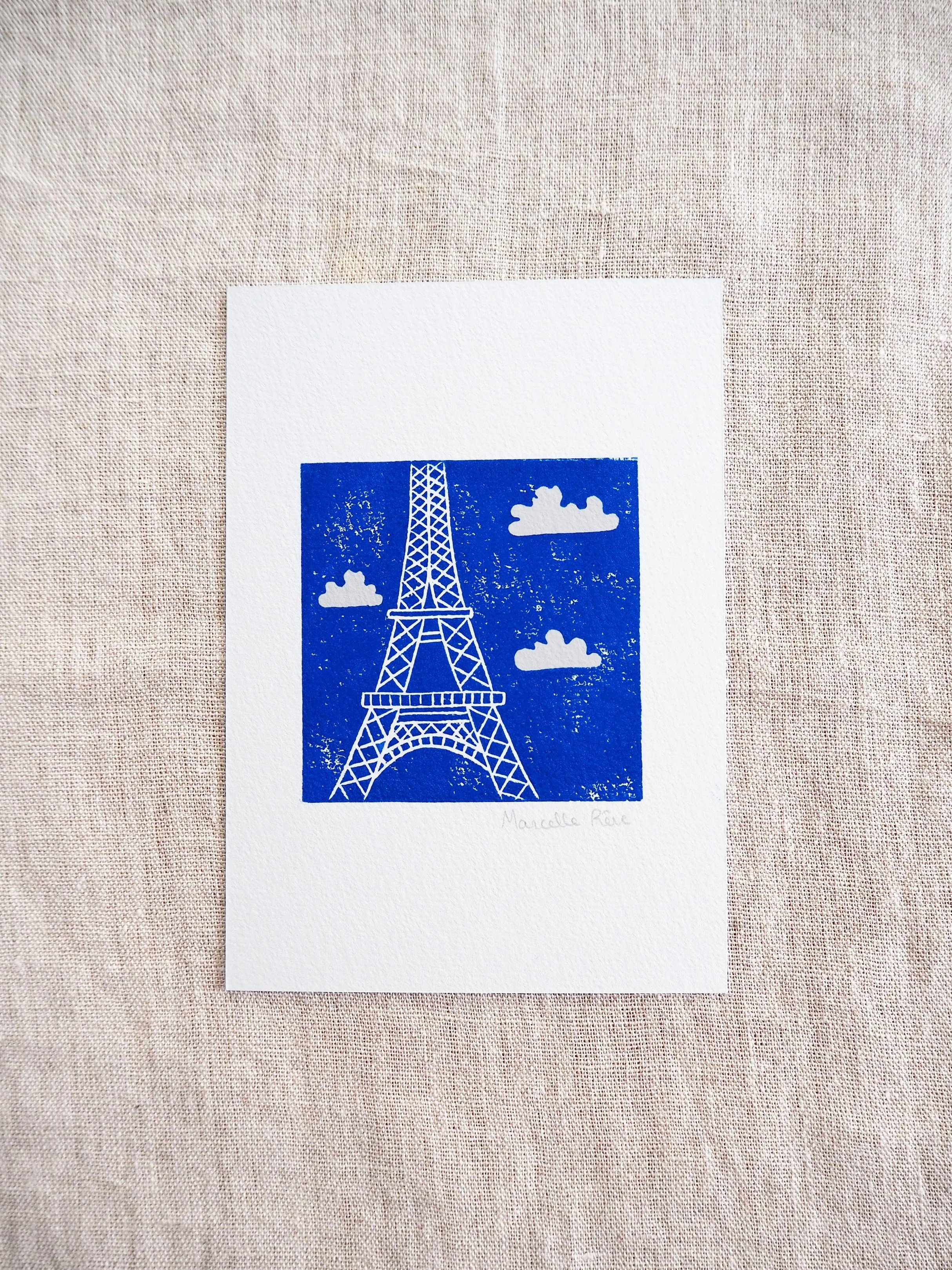 Linogravure Tour Eiffel