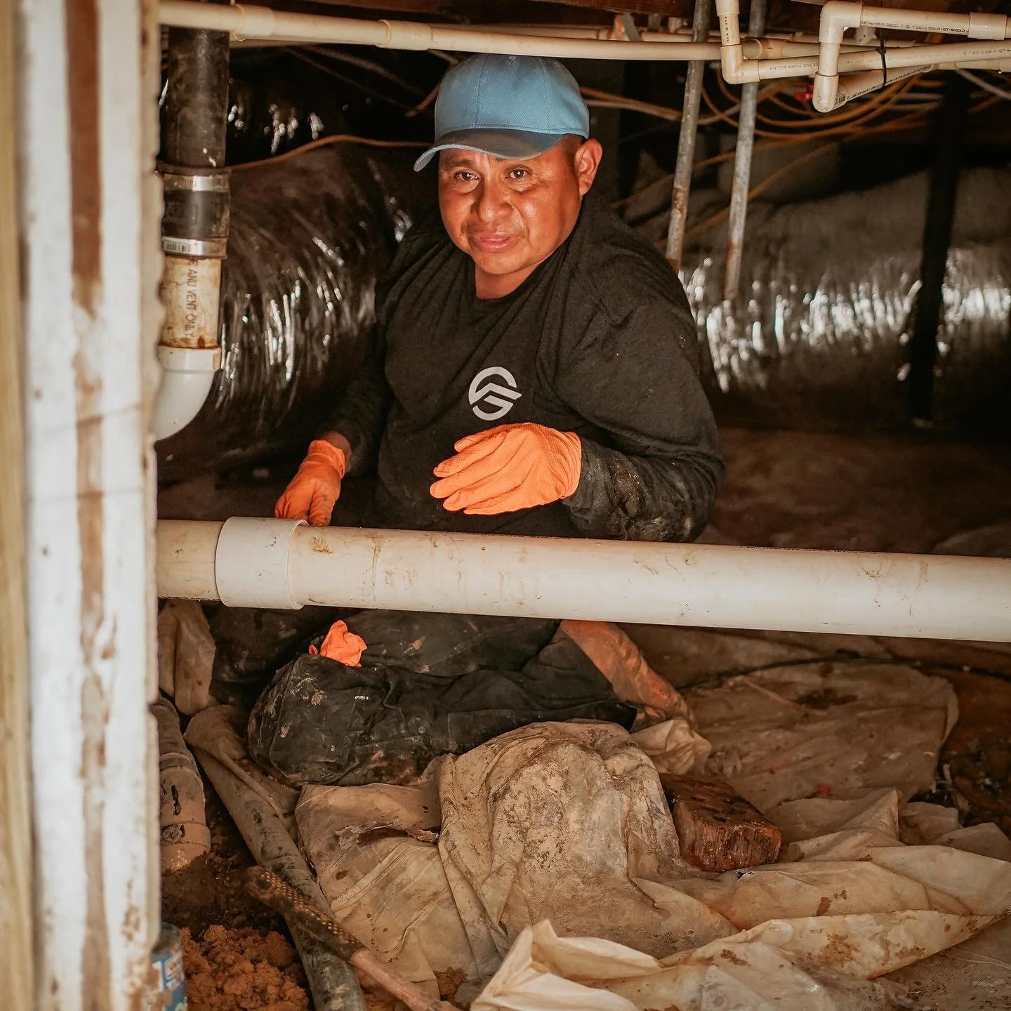 Flush Group technician completing septic system repair at residential property in South Carolina