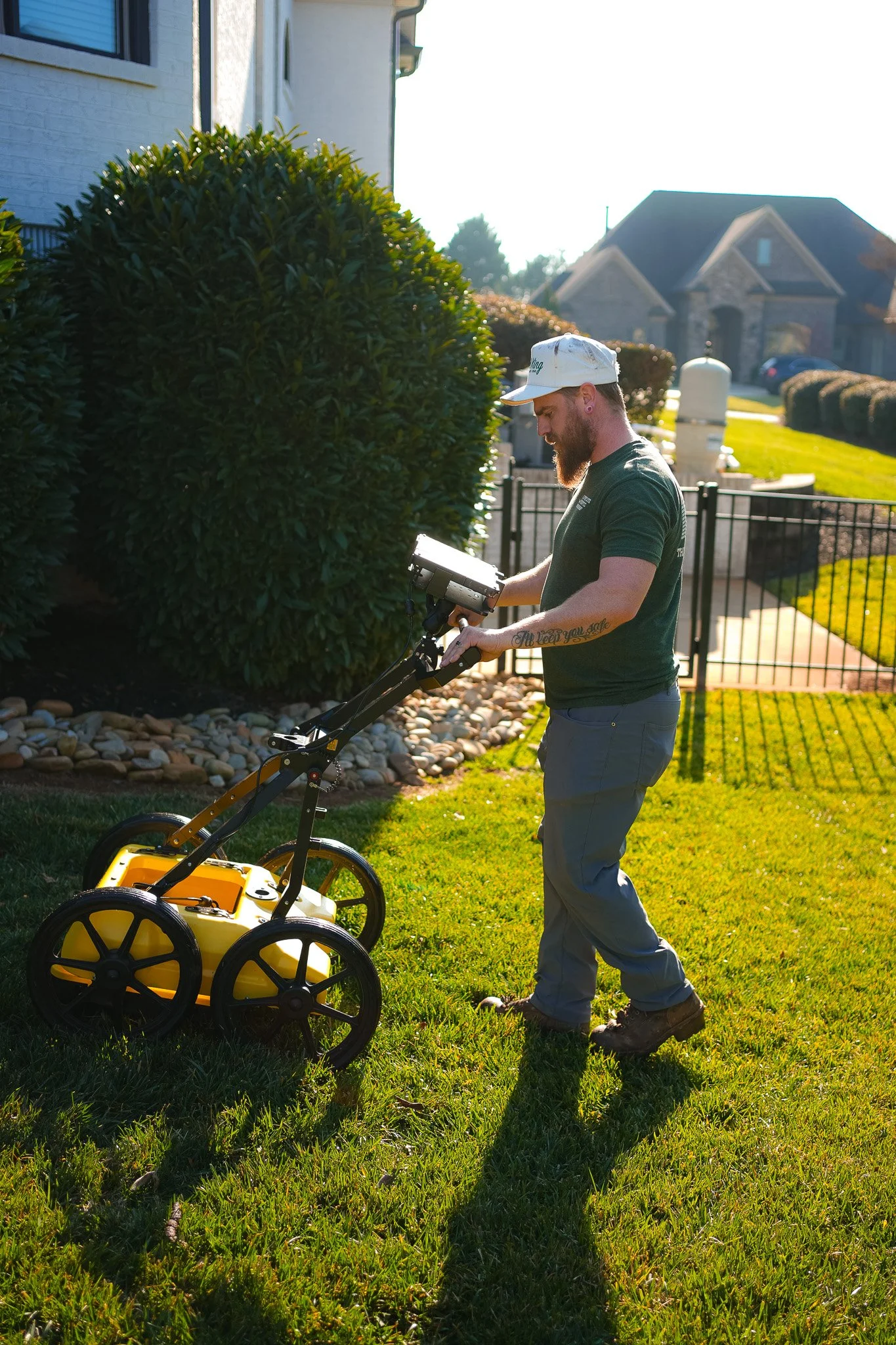 Flush Group technician performing real estate septic inspection at residential property in South Carolin