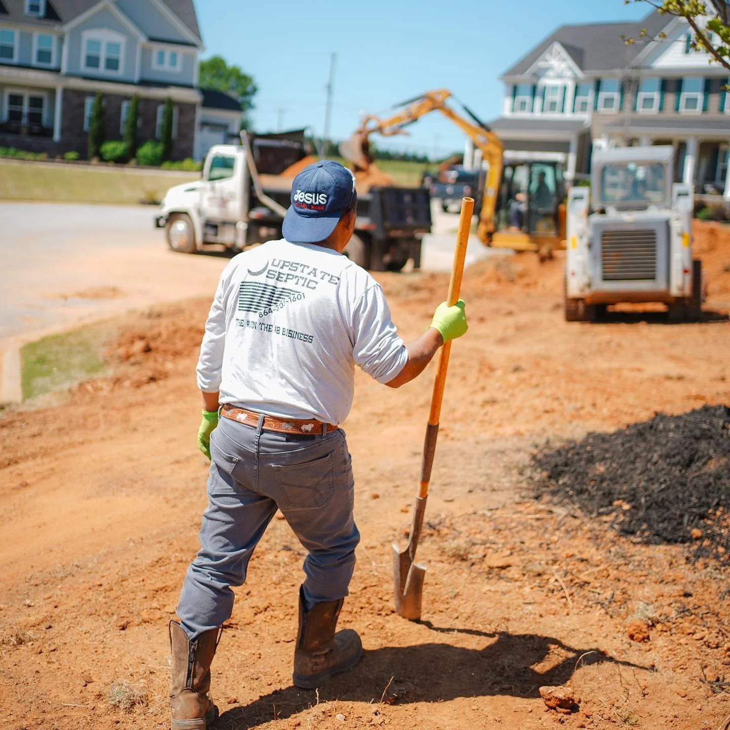 Flush Group septic crew performing excavation work at residential property in South Carolina