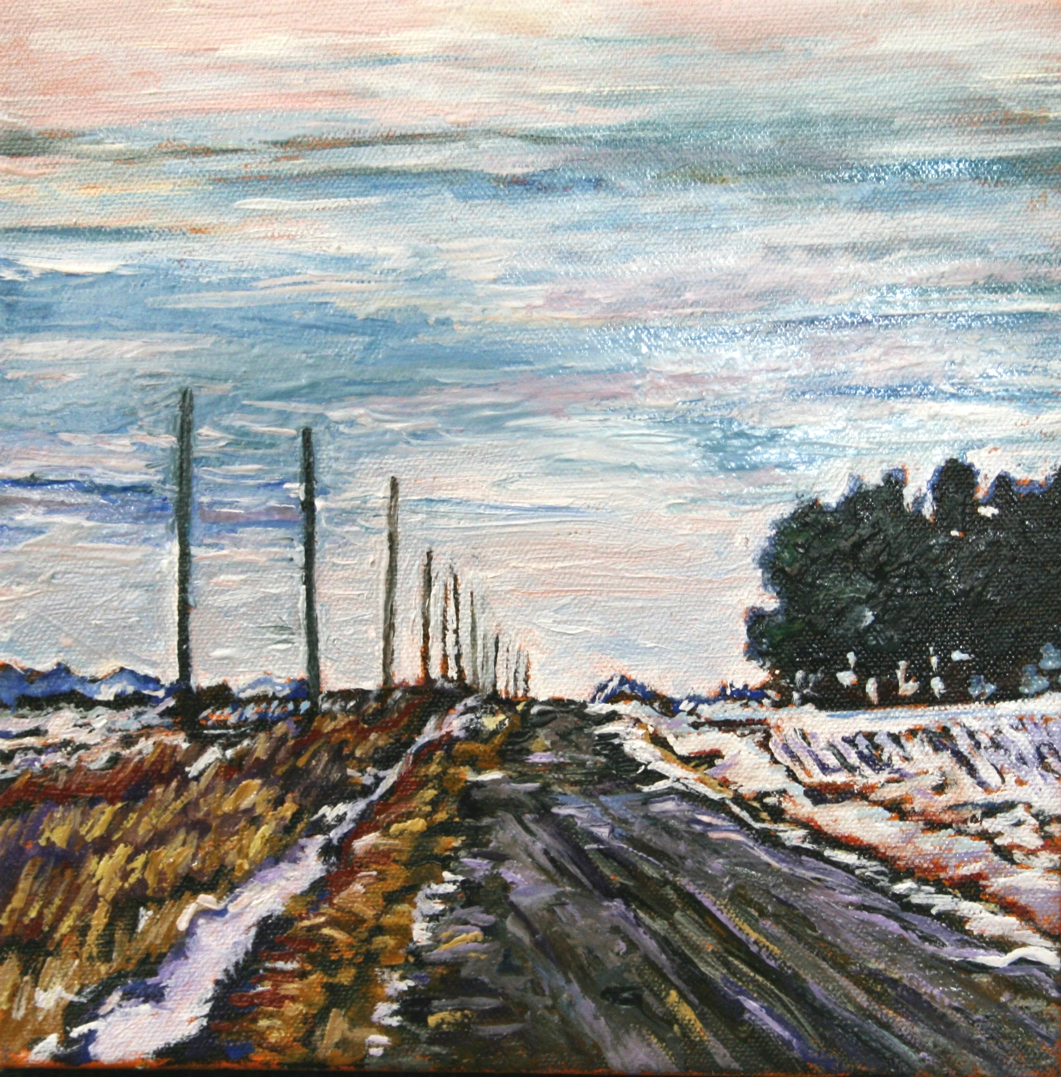   South on 150th   Oil on canvas  10"x10"  $225