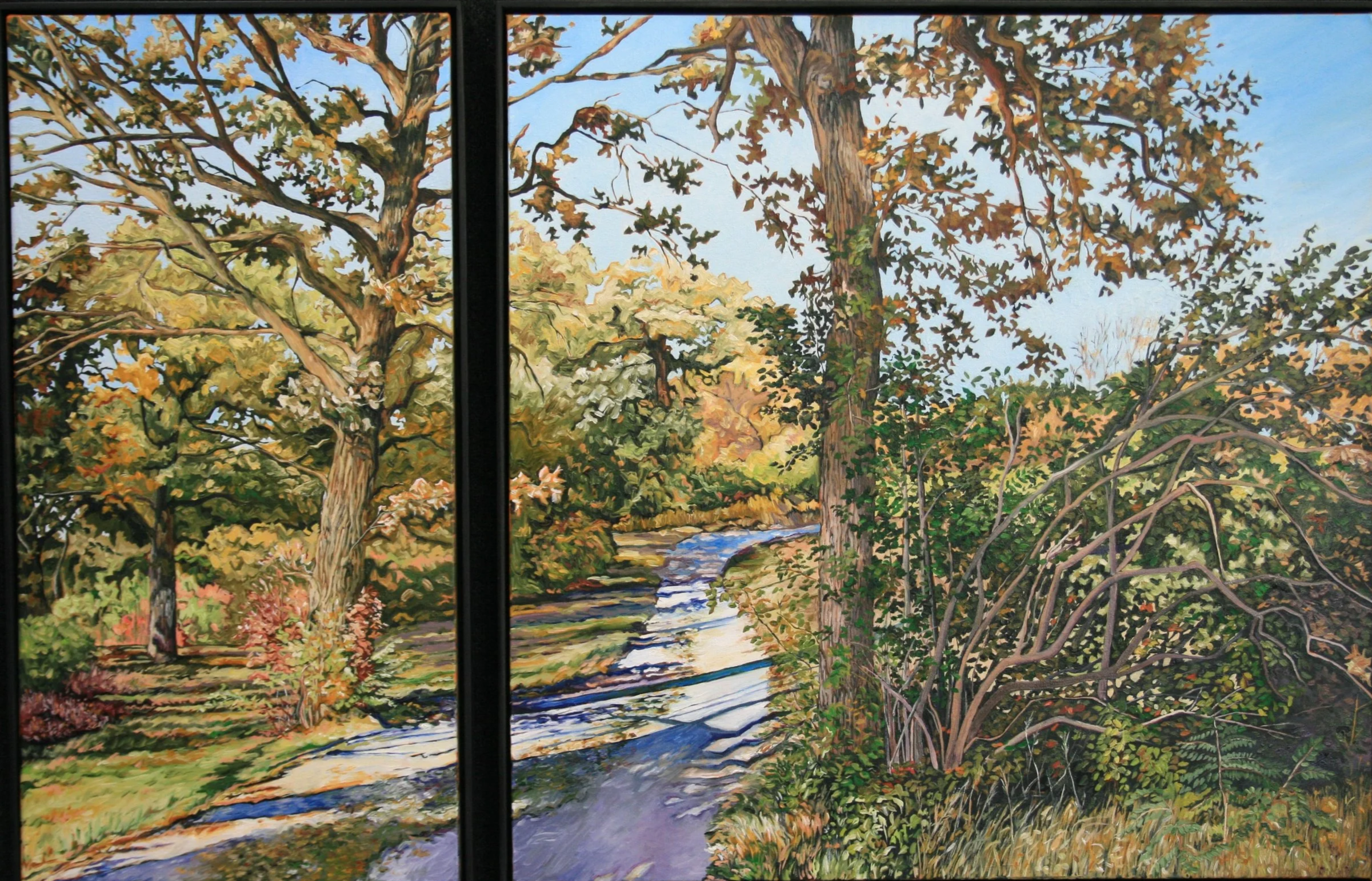   Two Oak Trees   Oil on canvas  36"x18" & 36"x36"  $2150