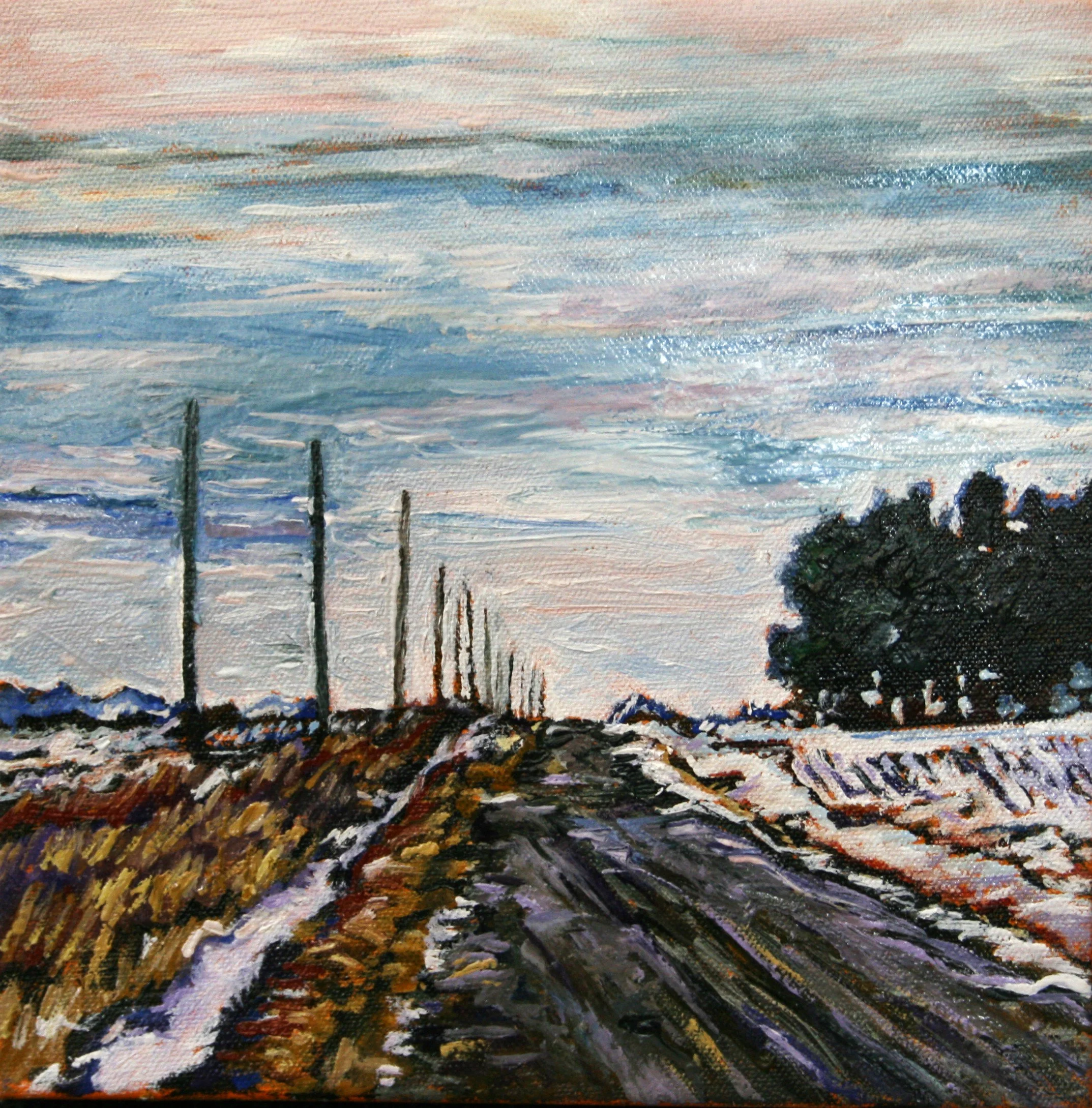   South on 150th   Oil on canvas  10"x10" 
