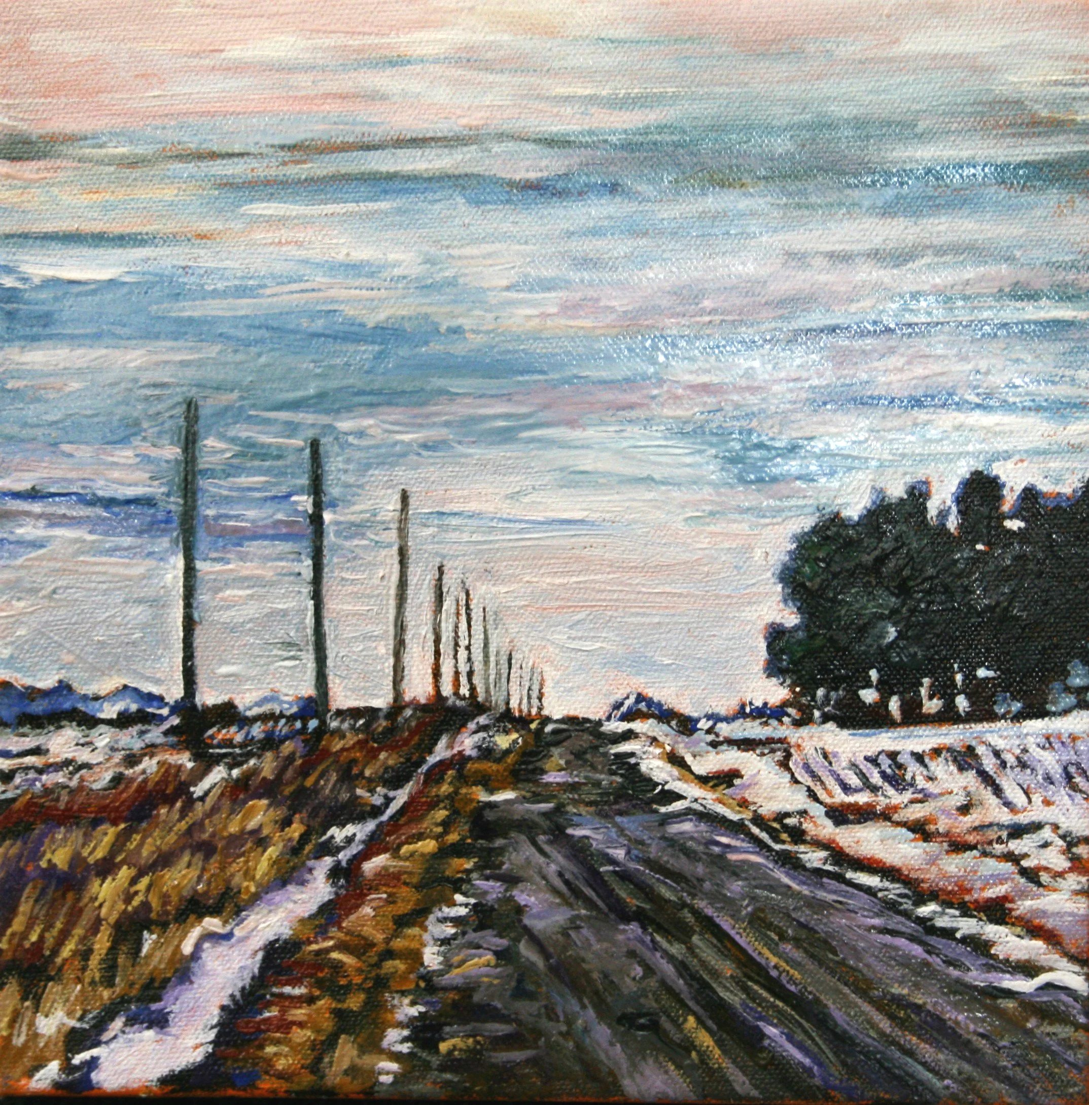   South on 150th   Oil on canvas  10"x10" 