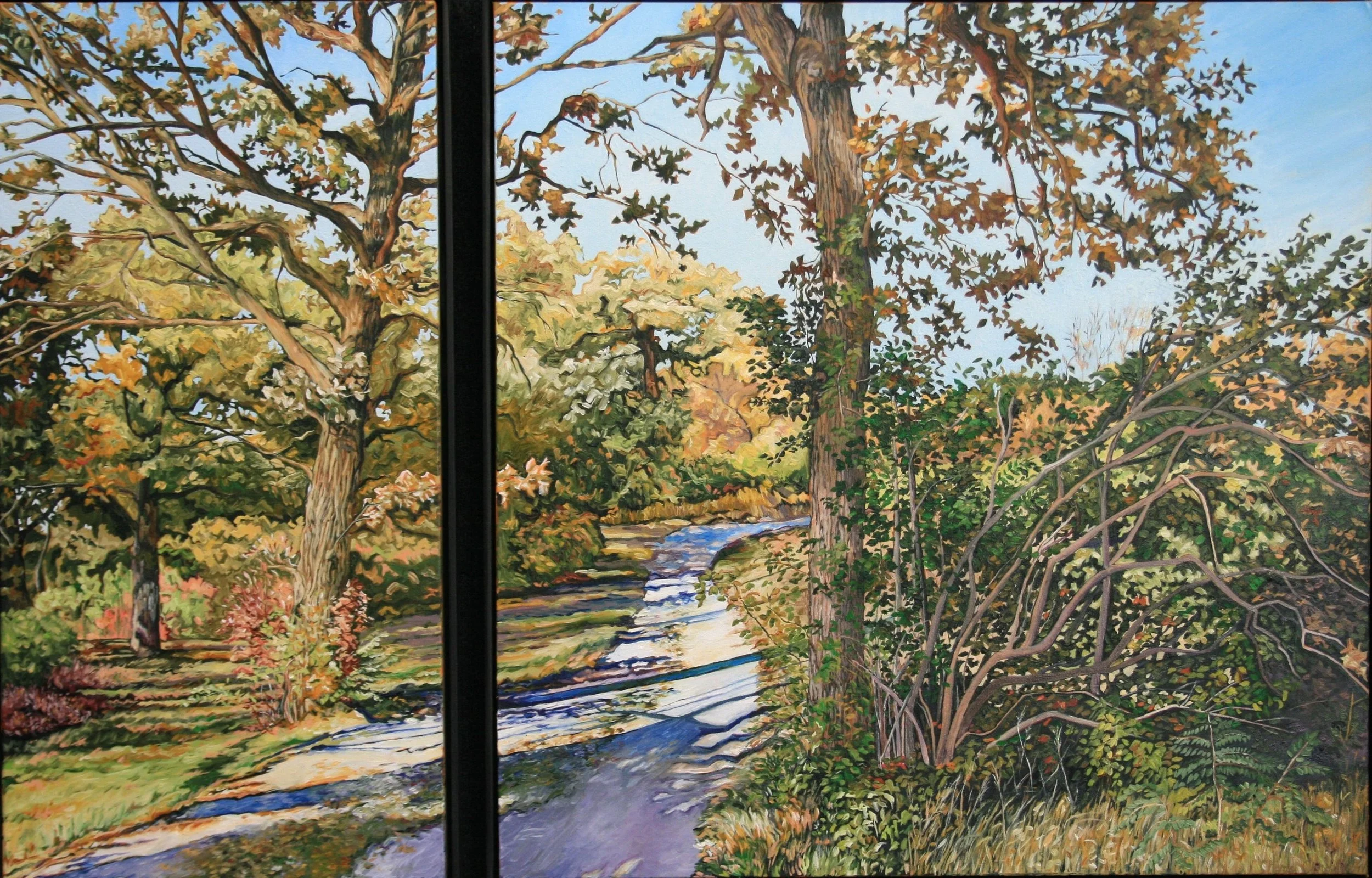   Two Oak Trees   Oil on canvas  36"x18" & 36"x36"  $2150