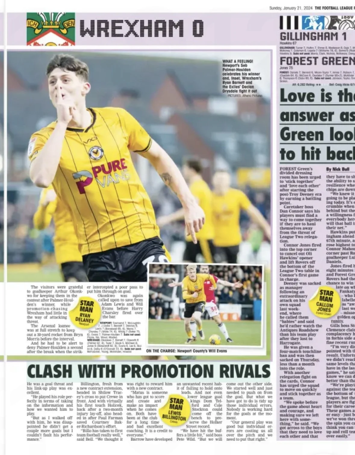 Newport County beat Welsh rivals Wrexham in the Football League Paper  