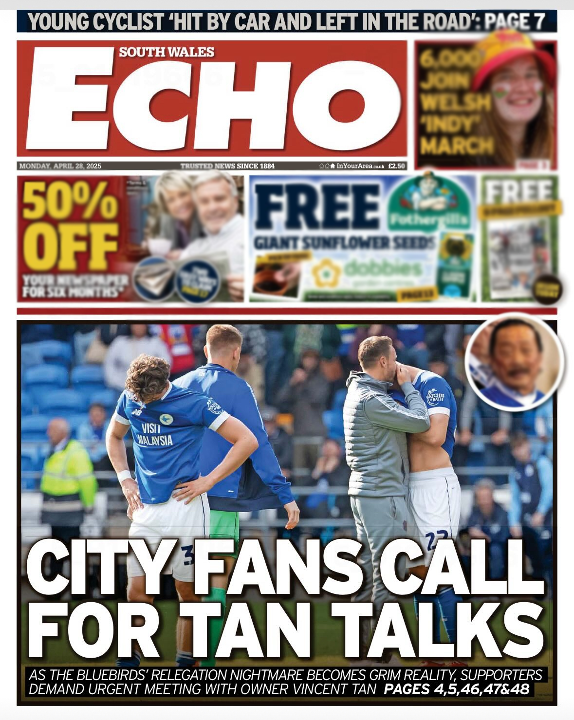 Cardiff City are relegated from the Championship