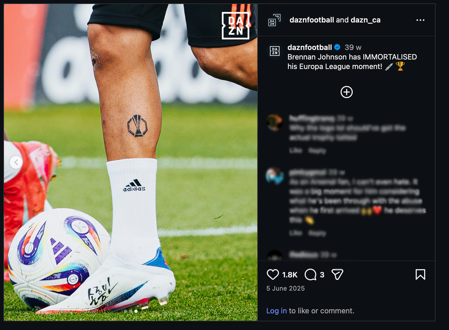 Brennan Johnson's Europa League Tattoo