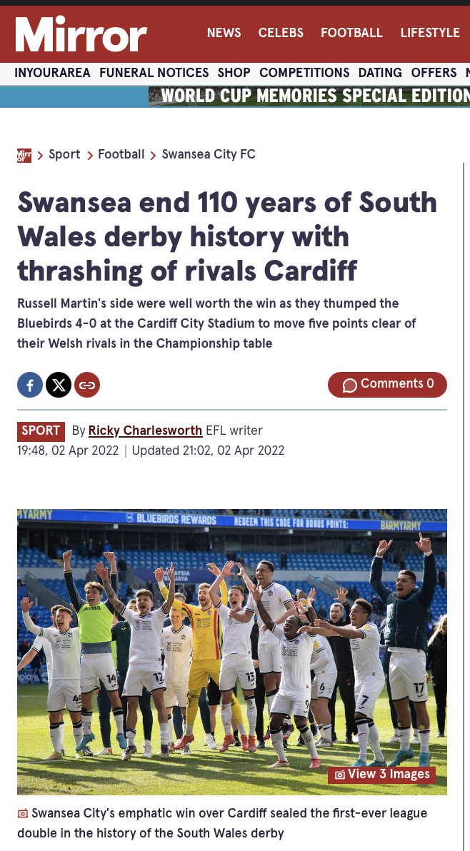 Swansea Complete the double