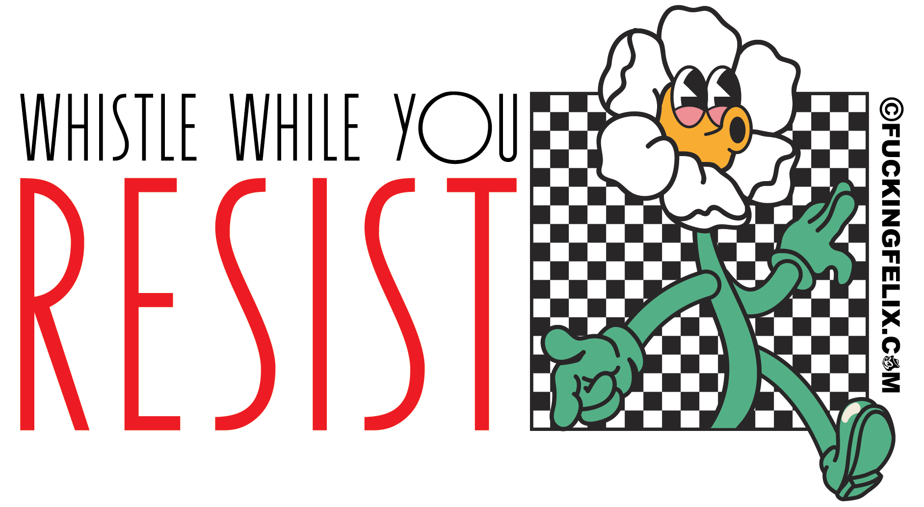 Retro 'Whistle' Flower Sticker