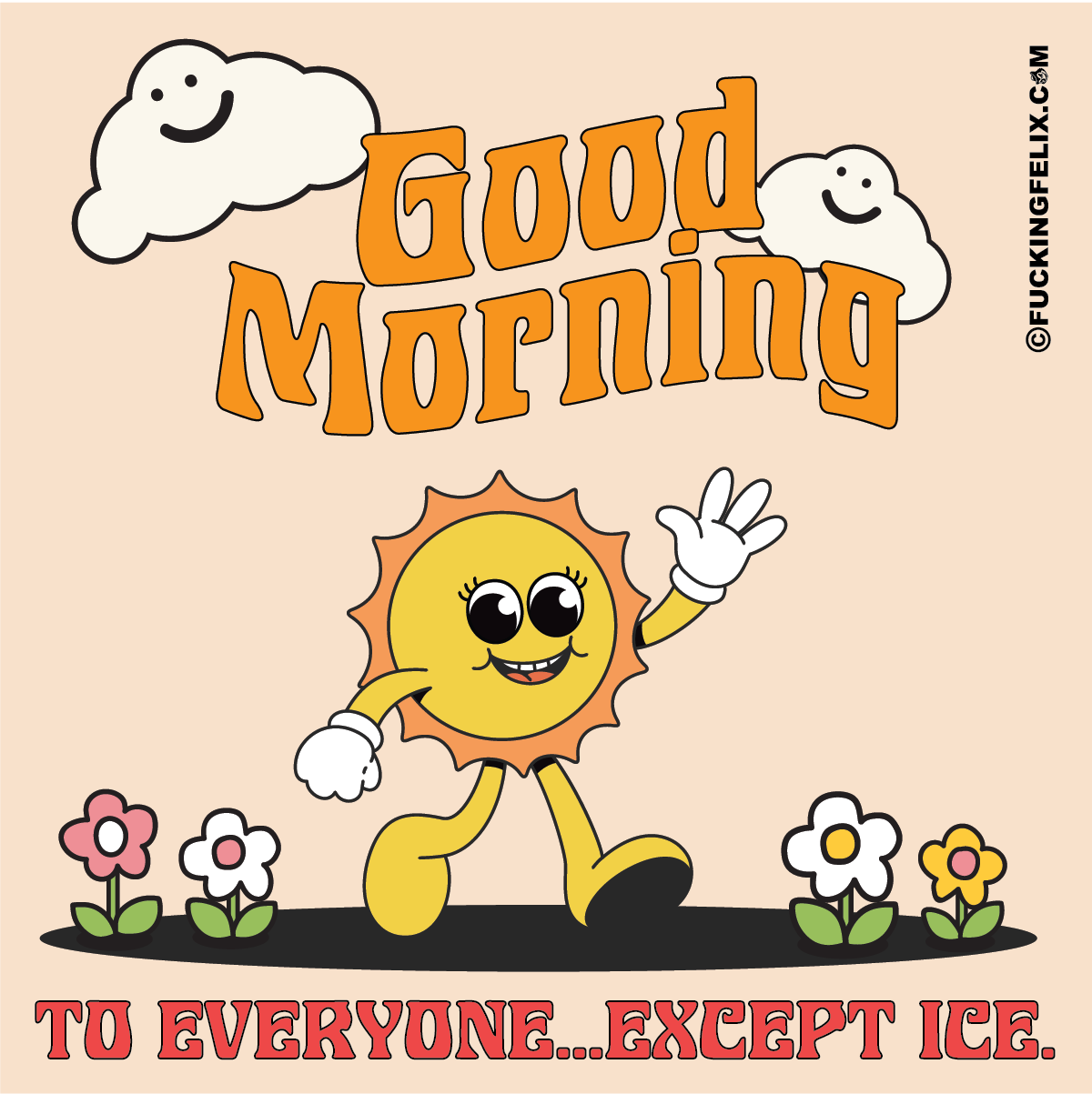 Retro 'Good Morning' Sun Sticker
