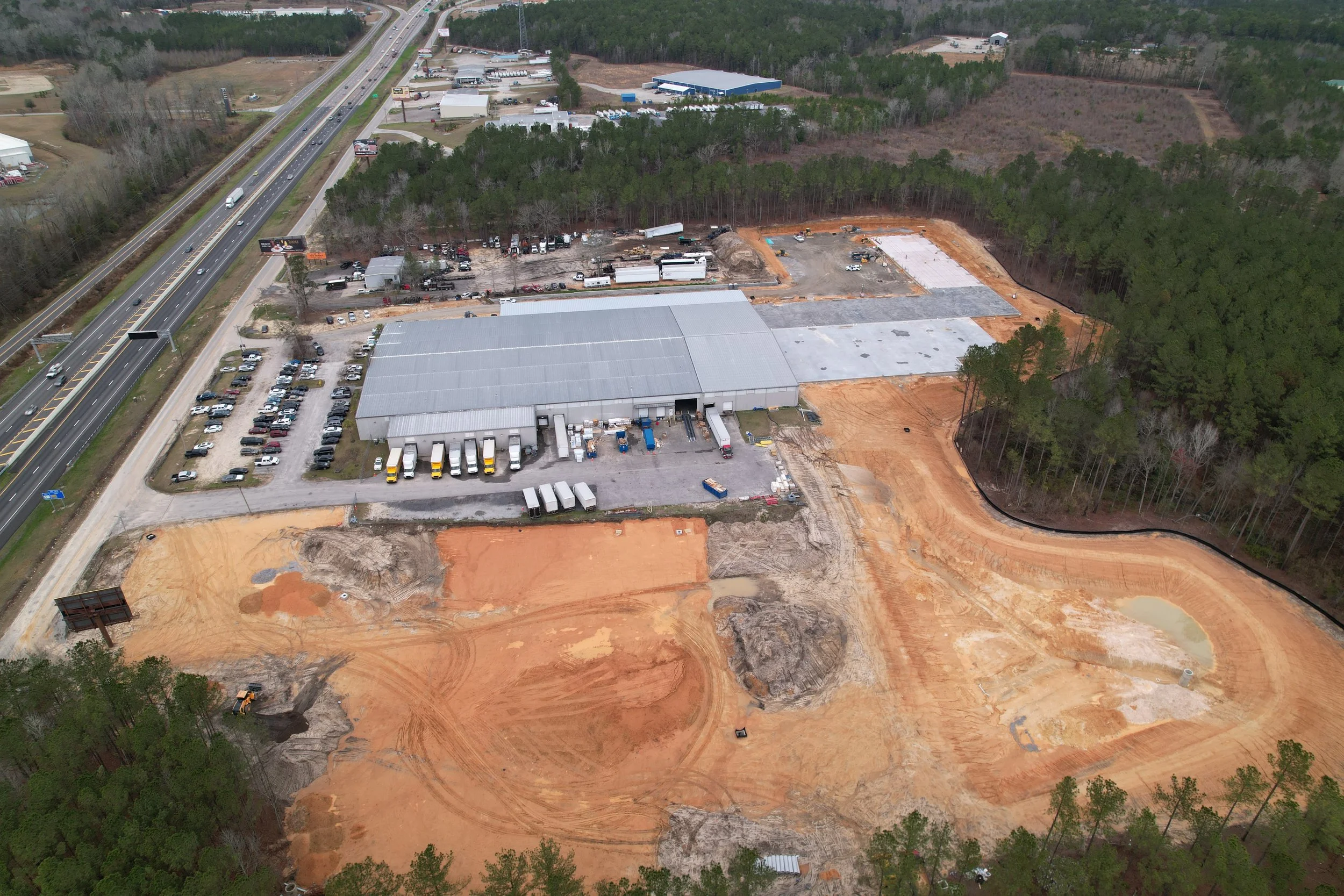 Drone photography highlighting commercial real estate and surrounding infrastructure in Lexington SC