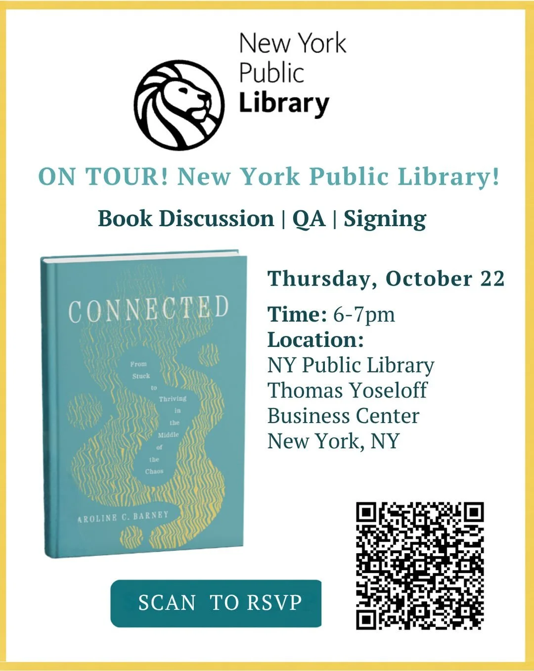 What a week! 🙌 Join me TOMORROW (Thursday, Oct 22nd) at the NY Public Library @nypl 📖

I can't wait to be in my favorite city in the one of most amazing libraries EVER! Hope you can make it! 

Link in my stories to RSVP or scan the code!