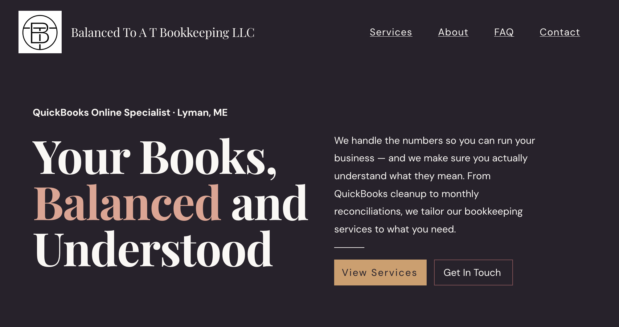 Homepage of Balanced To A T Bookkeeping