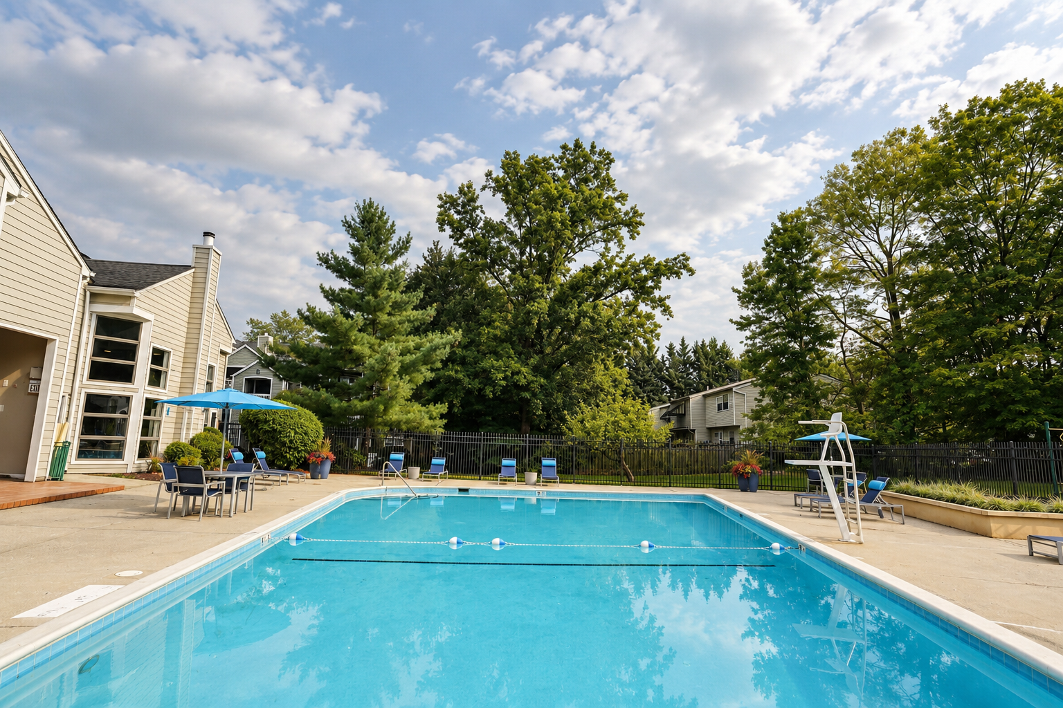 Poolside lounge area at Crossings at White Marsh