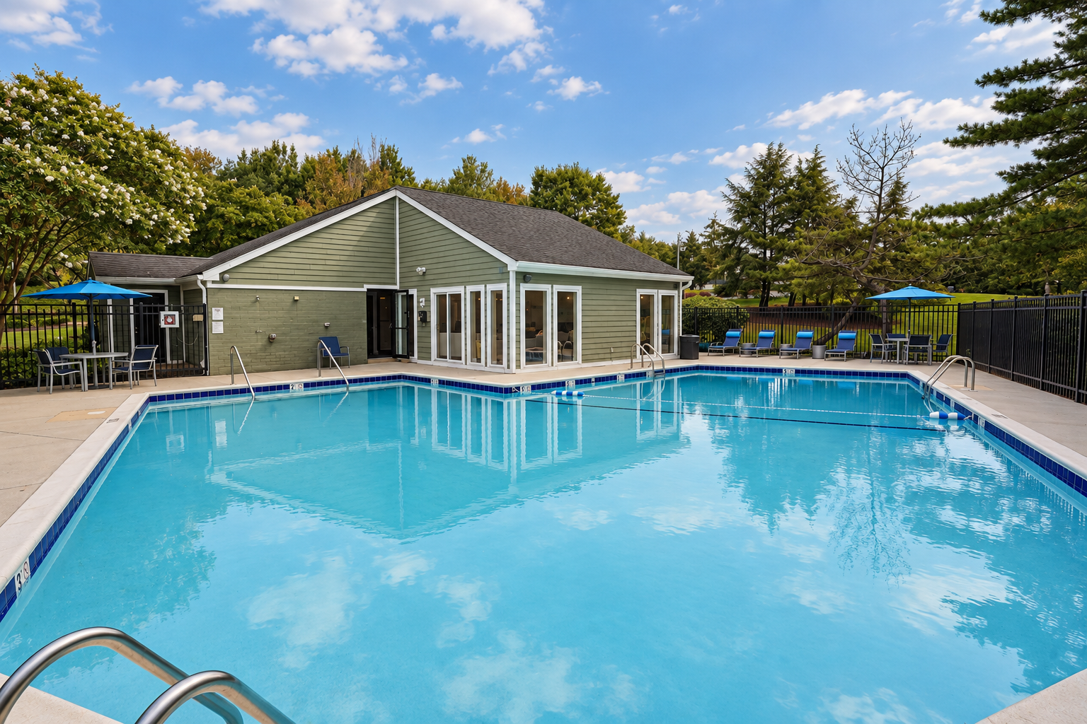 Outdoor swimming pool at Crossings at White Marsh Apartments