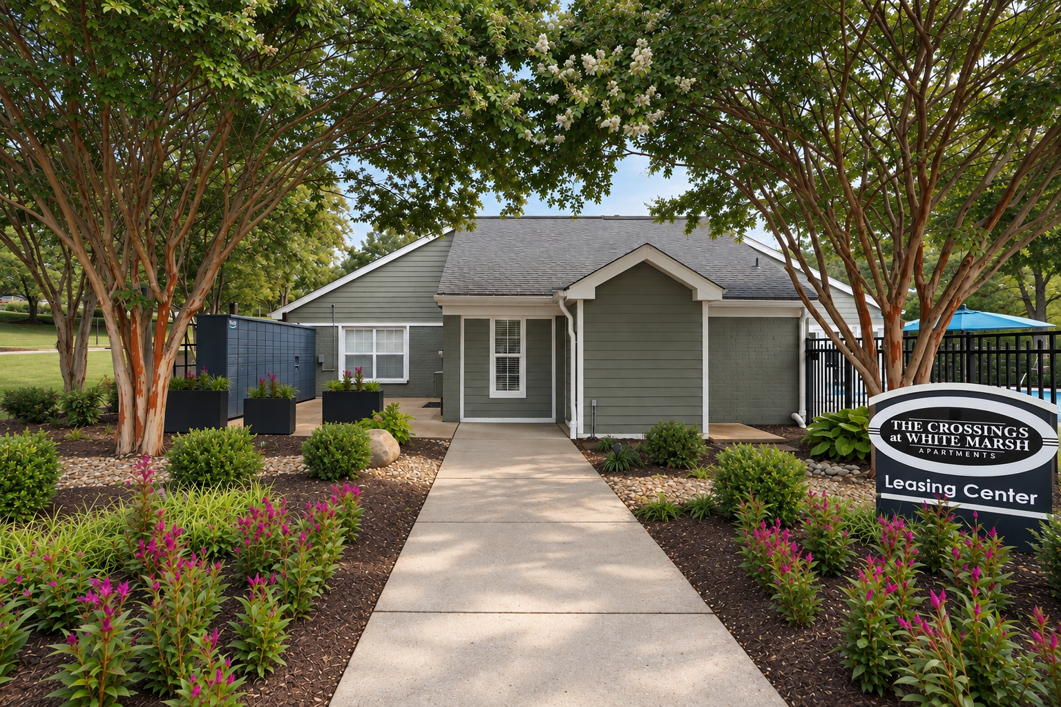 Residential apartment buildings at Crossings at White Marsh in Maryland