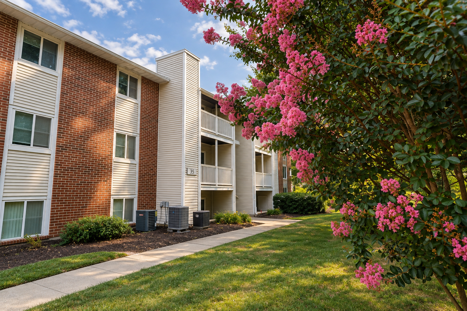 Exterior of Crossings at White Marsh Apartments in Perry Hall, MD