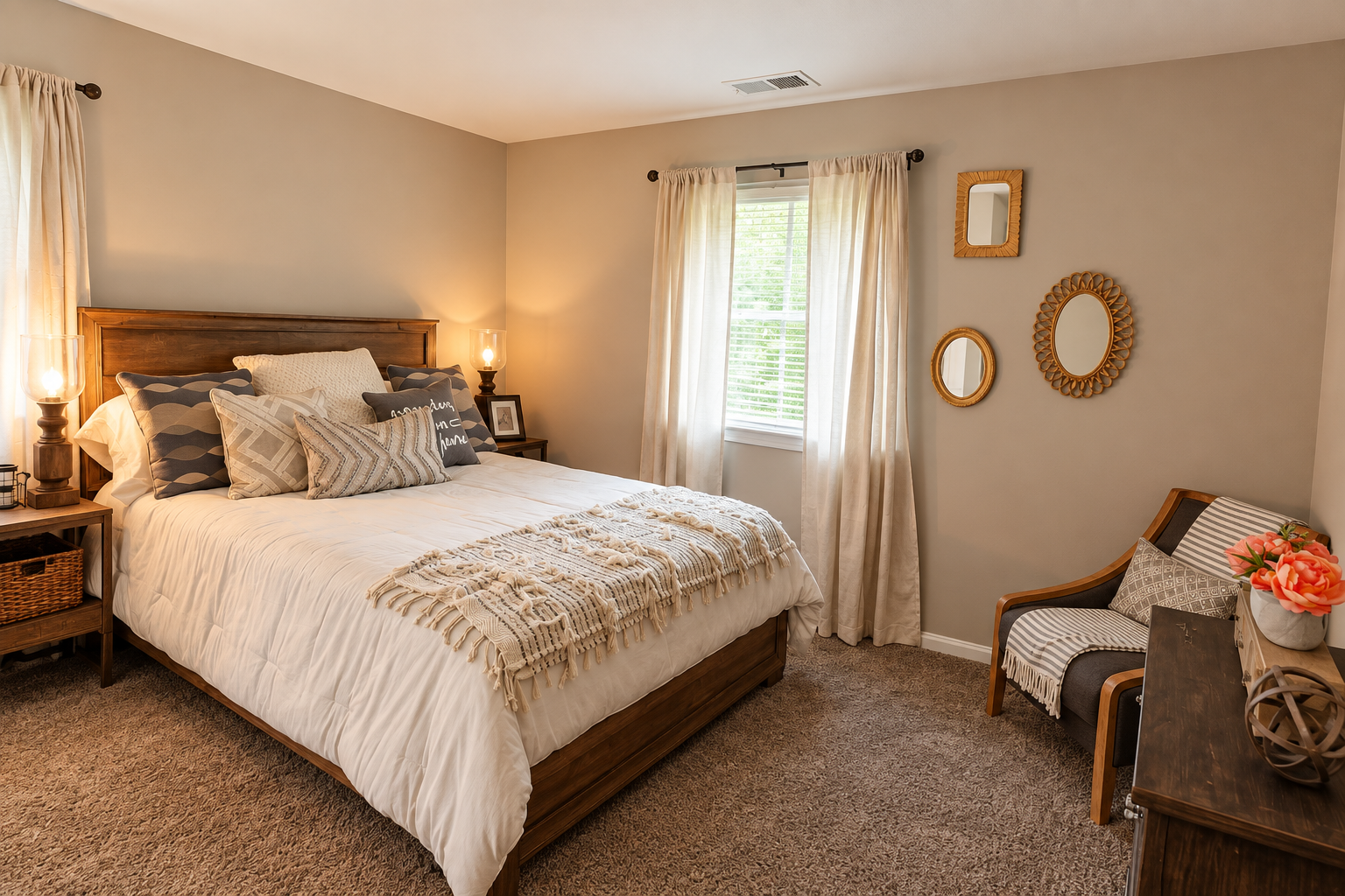 Apartment living space at Crossings at White Marsh