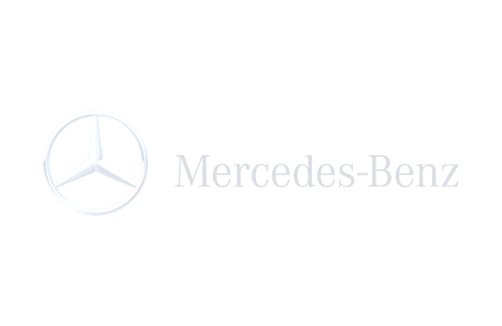 Mercedes-Benz logo next to the company name in silver text on a black background.