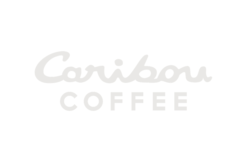Logo of Caribou Coffee with stylized text on a black background.