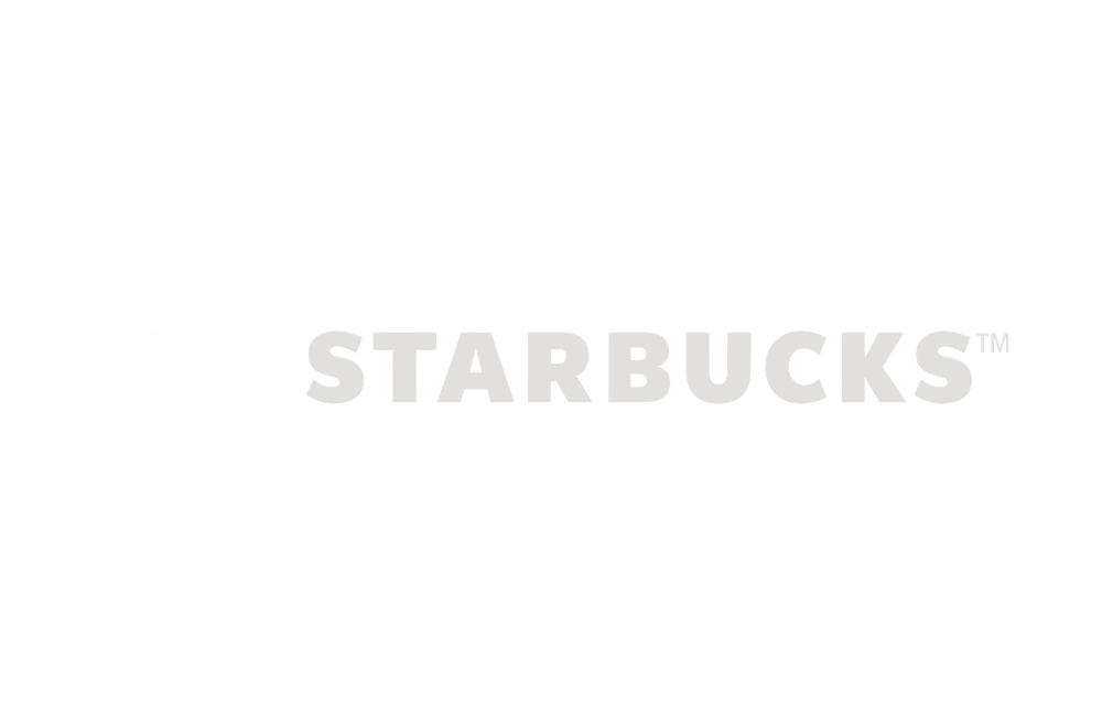 Black and white Starbucks logo with the signature mermaid siren and the word "Starbucks" written in capital letters.