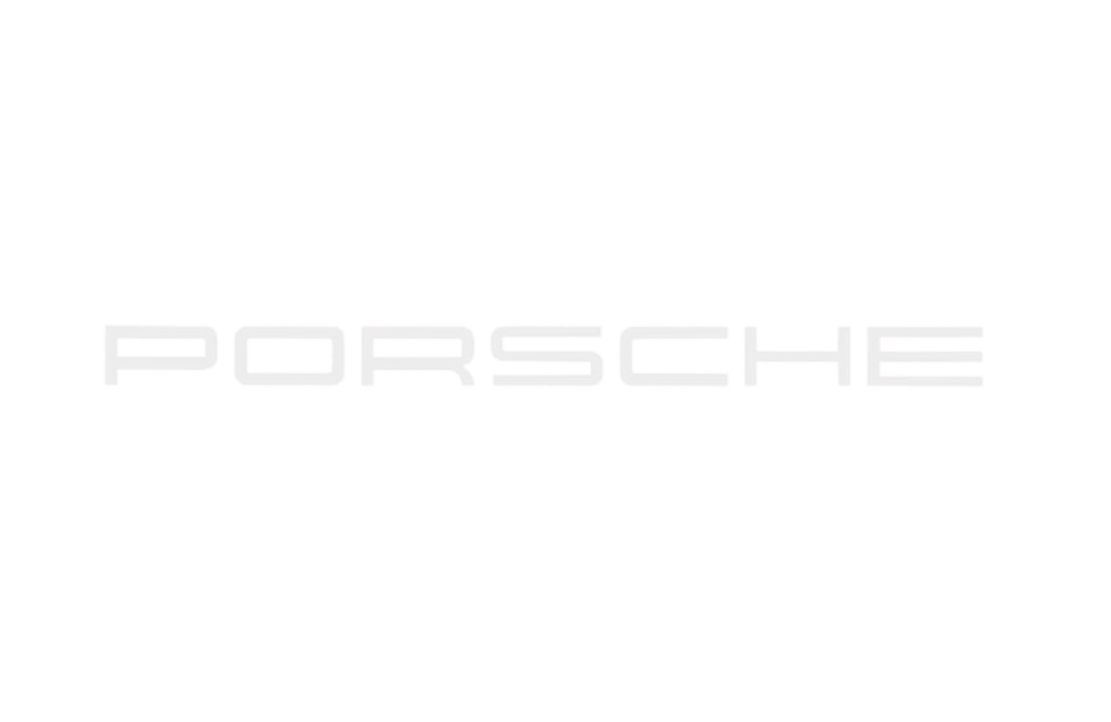 The word 'PORSCHE' written in stylized metallic, illuminated text with a futuristic design.