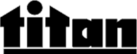 Close-up of the Titan logo in black and white