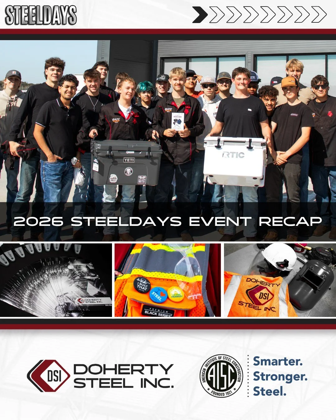 What a day at Doherty Steel Inc! 🏗️

We opened our doors for @aisc #SteelDays and welcomed students, educators, and industry professionals into our Paola headquarters.

Guests got a behind-the-scenes look at our shop floor, saw our people and equipm