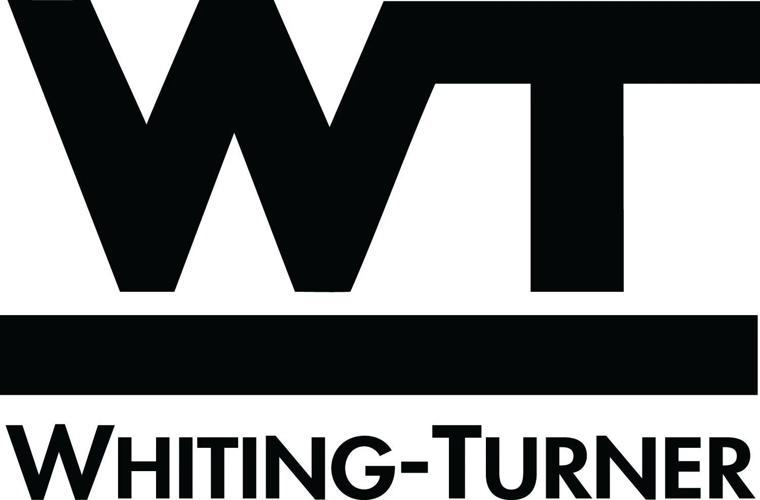 Black and white logo with large stylized letters 'W T' and the words 'Whiting-Turner' underneath.