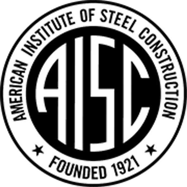 Logo of the American Institute of Steel Construction, established in 1921, featuring a circular emblem with the organization's name and founding year.