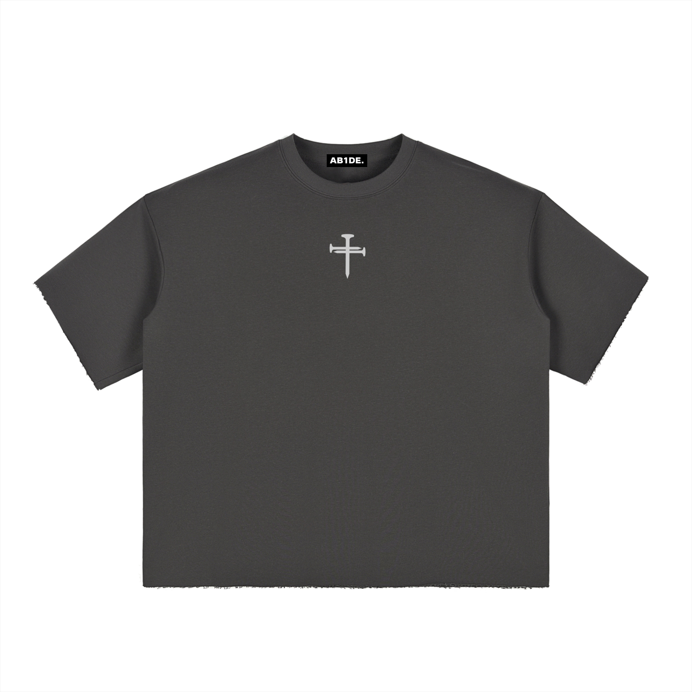 ROUGH EDGED NAIL CROSS TEE (DARK GRAY)